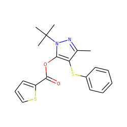 Cc1nn(C(C)(C)C)c(OC(=O)c2cccs2)c1Sc1ccccc1 ZINC000001109149