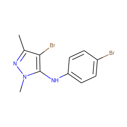 Cc1nn(C)c(Nc2ccc(Br)cc2)c1Br ZINC000003239341