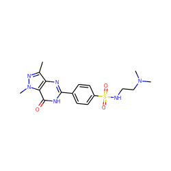 Cc1nn(C)c2c(=O)[nH]c(-c3ccc(S(=O)(=O)NCCN(C)C)cc3)nc12 ZINC000028109797