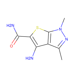 Cc1nn(C)c2sc(C(N)=O)c(N)c12 ZINC000063539687