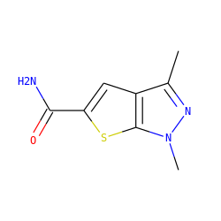 Cc1nn(C)c2sc(C(N)=O)cc12 ZINC000037389359