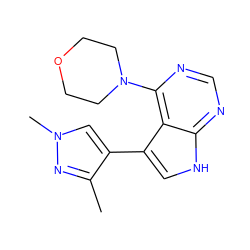 Cc1nn(C)cc1-c1c[nH]c2ncnc(N3CCOCC3)c12 ZINC000224865704