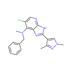 Cc1nn(C)cc1-c1nc2c(N(C)Cc3ccccc3)c(Cl)cnc2[nH]1 ZINC000103273772