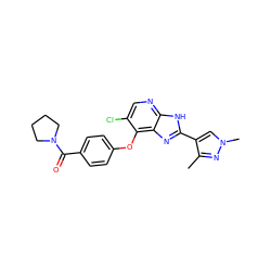 Cc1nn(C)cc1-c1nc2c(Oc3ccc(C(=O)N4CCCC4)cc3)c(Cl)cnc2[nH]1 ZINC000103275413