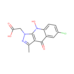 Cc1nn(CC(=O)O)c2c1c(=O)c1cc(Cl)ccc1n2O ZINC000014959929