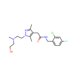 Cc1nn(CCN(C)CCO)c(C)c1CC(=O)NCc1ccc(F)cc1Cl ZINC000095566128