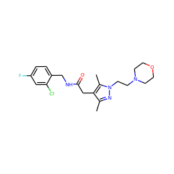 Cc1nn(CCN2CCOCC2)c(C)c1CC(=O)NCc1ccc(F)cc1Cl ZINC000095565557