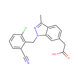 Cc1nn(Cc2c(Cl)cccc2C#N)c2cc(CC(=O)O)ccc12 ZINC000205653339