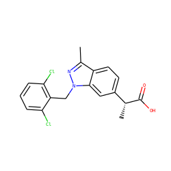 Cc1nn(Cc2c(Cl)cccc2Cl)c2cc([C@@H](C)C(=O)O)ccc12 ZINC000205653412