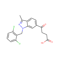 Cc1nn(Cc2c(Cl)cccc2Cl)c2cc(C(=O)CCC(=O)O)ccc12 ZINC000205664405