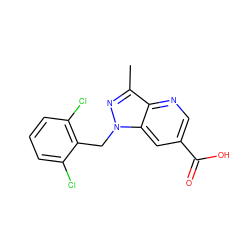 Cc1nn(Cc2c(Cl)cccc2Cl)c2cc(C(=O)O)cnc12 ZINC000205648945