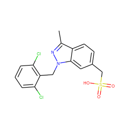 Cc1nn(Cc2c(Cl)cccc2Cl)c2cc(CS(=O)(=O)O)ccc12 ZINC000220966552