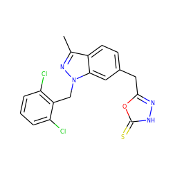 Cc1nn(Cc2c(Cl)cccc2Cl)c2cc(Cc3n[nH]c(=S)o3)ccc12 ZINC000220960508