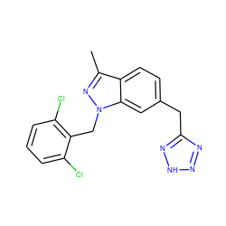 Cc1nn(Cc2c(Cl)cccc2Cl)c2cc(Cc3nn[nH]n3)ccc12 ZINC000203424022