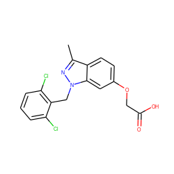 Cc1nn(Cc2c(Cl)cccc2Cl)c2cc(OCC(=O)O)ccc12 ZINC000205664563