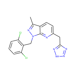 Cc1nn(Cc2c(Cl)cccc2Cl)c2nc(Cc3nn[nH]n3)ccc12 ZINC000205654293