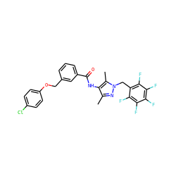 Cc1nn(Cc2c(F)c(F)c(F)c(F)c2F)c(C)c1NC(=O)c1cccc(COc2ccc(Cl)cc2)c1 ZINC000002743971