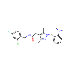 Cc1nn(Cc2ccccc2N(C)C)c(C)c1CC(=O)NCc1ccc(F)cc1Cl ZINC000095565316