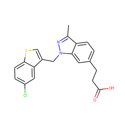 Cc1nn(Cc2csc3ccc(Cl)cc23)c2cc(CCC(=O)O)ccc12 ZINC000205666130