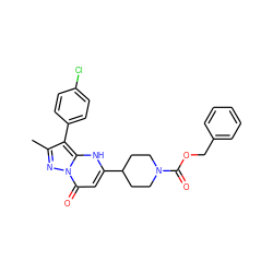 Cc1nn2c(=O)cc(C3CCN(C(=O)OCc4ccccc4)CC3)[nH]c2c1-c1ccc(Cl)cc1 ZINC001772604698