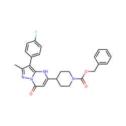 Cc1nn2c(=O)cc(C3CCN(C(=O)OCc4ccccc4)CC3)[nH]c2c1-c1ccc(F)cc1 ZINC001772642651