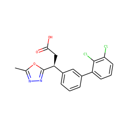 Cc1nnc([C@@H](CC(=O)O)c2cccc(-c3cccc(Cl)c3Cl)c2)o1 ZINC000221112379