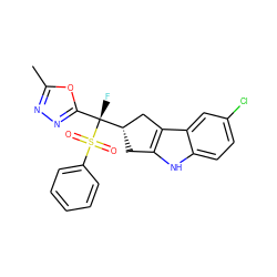 Cc1nnc([C@](F)([C@H]2Cc3[nH]c4ccc(Cl)cc4c3C2)S(=O)(=O)c2ccccc2)o1 ZINC000034480353