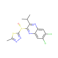 Cc1nnc([S@+]([O-])c2nc3cc(Cl)c(Cl)cc3nc2C(C)C)s1 ZINC000028950919