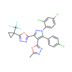 Cc1nnc(-c2c(-c3nnc(C4(C(F)(F)F)CC4)o3)nn(-c3ccc(Cl)cc3Cl)c2-c2ccc(Cl)cc2)o1 ZINC000049679317