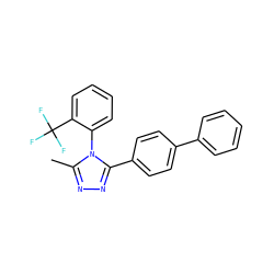 Cc1nnc(-c2ccc(-c3ccccc3)cc2)n1-c1ccccc1C(F)(F)F ZINC000066101670