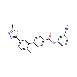 Cc1nnc(-c2ccc(C)c(-c3ccc(C(=O)Nc4cccc(C#N)c4)cc3)c2)o1 ZINC000029130381