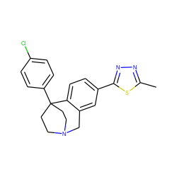 Cc1nnc(-c2ccc3c(c2)CN2CCC3(c3ccc(Cl)cc3)CC2)s1 ZINC000114347761