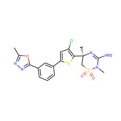 Cc1nnc(-c2cccc(-c3cc(Cl)c([C@]4(C)CS(=O)(=O)N(C)C(N)=N4)s3)c2)o1 ZINC000219668599