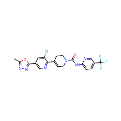 Cc1nnc(-c2cnc(C3=CCN(C(=O)Nc4ccc(C(F)(F)F)cn4)CC3)c(Cl)c2)o1 ZINC000224305455