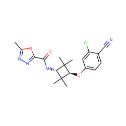 Cc1nnc(C(=O)N[C@H]2C(C)(C)[C@H](Oc3ccc(C#N)c(Cl)c3)C2(C)C)o1 ZINC000254128299