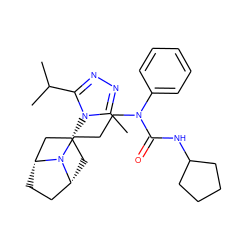 Cc1nnc(C(C)C)n1[C@@H]1C[C@@H]2CC[C@H](C1)N2CCCN(C(=O)NC1CCCC1)c1ccccc1 ZINC000101160192