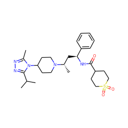 Cc1nnc(C(C)C)n1C1CCN([C@@H](C)C[C@H](NC(=O)C2CCS(=O)(=O)CC2)c2ccccc2)CC1 ZINC000045506468