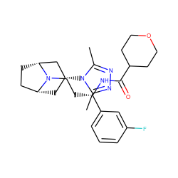 Cc1nnc(C)n1[C@@H]1C[C@@H]2CC[C@H](C1)N2CC[C@H](NC(=O)C1CCOCC1)c1cccc(F)c1 ZINC000101330431