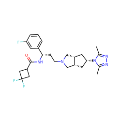 Cc1nnc(C)n1[C@@H]1C[C@@H]2CN(CC[C@H](NC(=O)C3CC(F)(F)C3)c3cccc(F)c3)C[C@@H]2C1 ZINC000101330441