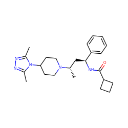 Cc1nnc(C)n1C1CCN([C@@H](C)C[C@H](NC(=O)C2CCC2)c2ccccc2)CC1 ZINC000040394936