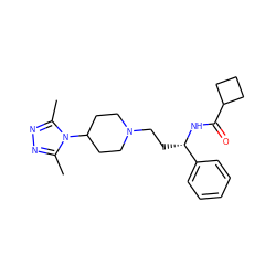 Cc1nnc(C)n1C1CCN(CC[C@H](NC(=O)C2CCC2)c2ccccc2)CC1 ZINC000038147803