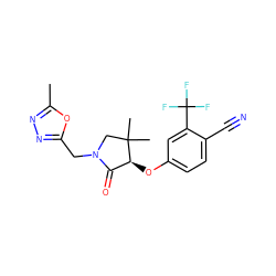 Cc1nnc(CN2CC(C)(C)[C@@H](Oc3ccc(C#N)c(C(F)(F)F)c3)C2=O)o1 ZINC000082157295