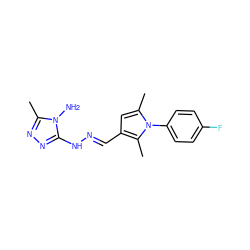 Cc1nnc(N/N=C/c2cc(C)n(-c3ccc(F)cc3)c2C)n1N ZINC000004622078