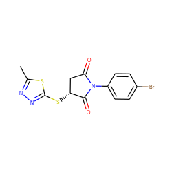 Cc1nnc(S[C@@H]2CC(=O)N(c3ccc(Br)cc3)C2=O)s1 ZINC000001115361