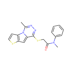 Cc1nnc(SCC(=O)N(C)c2ccccc2)c2cc3sccc3n12 ZINC000006893833