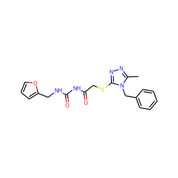 Cc1nnc(SCC(=O)NC(=O)NCc2ccco2)n1Cc1ccccc1 ZINC000003411399