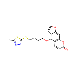 Cc1nnc(SCCCCOc2c3ccoc3cc3oc(=O)ccc23)s1 ZINC000202172134