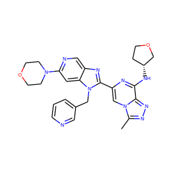 Cc1nnc2c(N[C@@H]3CCOC3)nc(-c3nc4cnc(N5CCOCC5)cc4n3Cc3cccnc3)cn12 ZINC000209332507