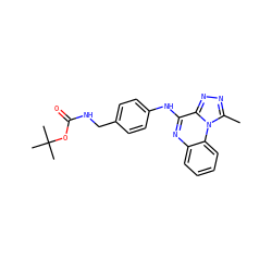 Cc1nnc2c(Nc3ccc(CNC(=O)OC(C)(C)C)cc3)nc3ccccc3n12 ZINC001772601495