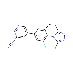 Cc1nnc2n1-c1c(F)cc(-c3cncc(C#N)c3)cc1CC2 ZINC000299860255